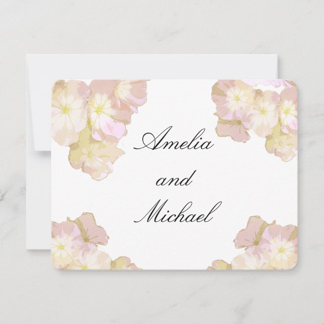 Pastell Rosa & Crème Blommig Bröllopsinbjudan Inbjudningar (Framsida)