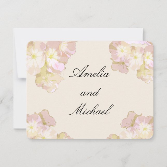 Pastell Rosa & Crème Blommig Bröllopsinbjudan Inbjudningar (Framsida)