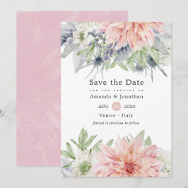Pastell Rosa Dahlia Bröllop Spara Datum Datumet