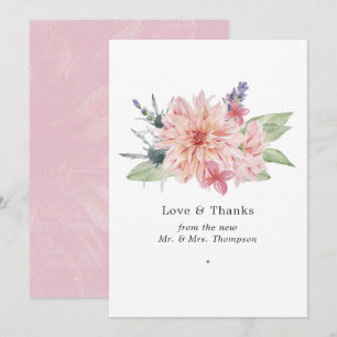 Pastell Rosa Dahlia Bröllop Tack Kort