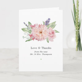 Pastell Rosa Dahlia Bröllop Tacksamhetskort Tack Kort