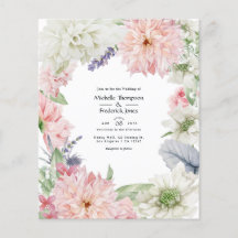 Pastell Rosa Dahlia Bröllopsinbjudan