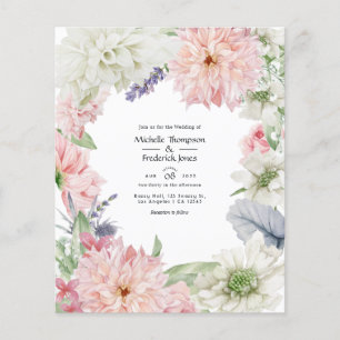 Pastell Rosa Dahlia Bröllopsinbjudan Flygblad