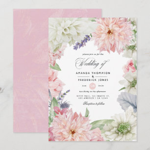 Pastell Rosa Dahlia Bröllopsinbjudan Inbjudningar