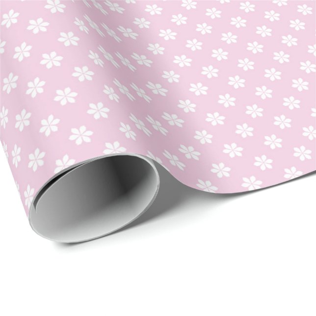 Pastell Rosa Daisy Blommönster Presentpapper (Rullad Hörn)