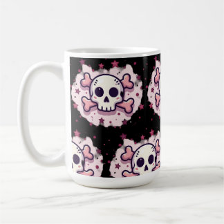 Pastell Rosa Dödskalle och Korsben Kaffemugg