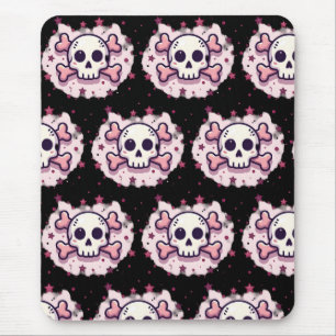 Pastell Rosa Dödskalle och Korsben Musmatta