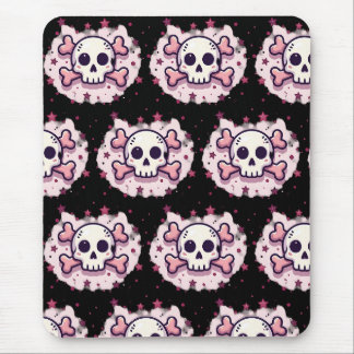 Pastell Rosa Dödskalle och Korsben Musmatta
