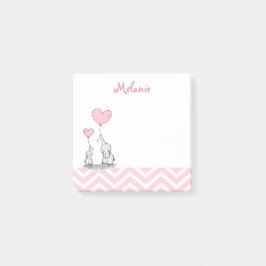Pastell Rosa Elefant Personlig Babyflicka Post-it Block