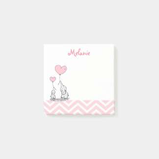 Pastell Rosa Elefant Personlig Babyflicka Post-it Block