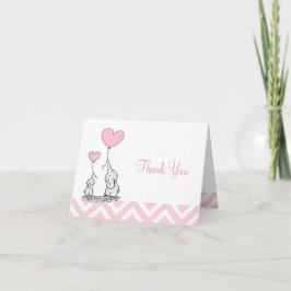 Pastell Rosa Elefant Personlig Babyflicka Tack Kort