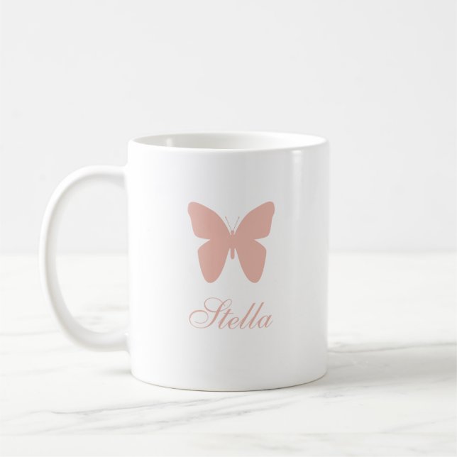 Pastell Rosa Fjäril Kaffemugg (Vänster)