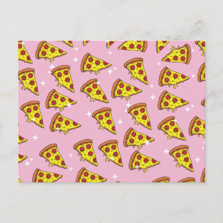 Pastell Rosa Flytande Pizzaskivor Mönster Vykort