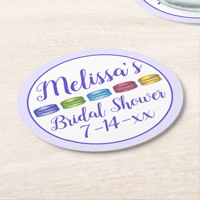 Pastell Rosa Franskt Macaron Cookie Bakelse Bröllo Underlägg Papper Rund (Vinklad)