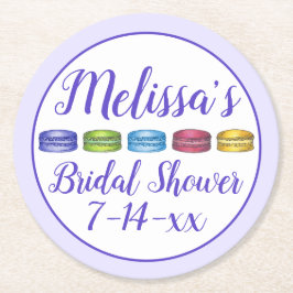 Pastell Rosa Franskt Macaron Cookie Bakverk Bröllo Underlägg Papper Rund