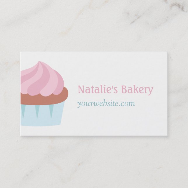 Pastell Rosa Frosting Cupcake Bageri Bakverk Tårta Visitkort (Framsida)