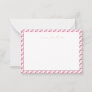Pastell Rosa Gingham Barn Anteckningskort