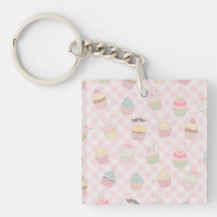 Pastell Rosa Gingham Söt Cupcake-mönster