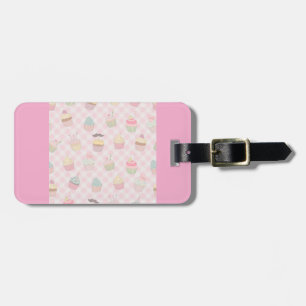 Pastell Rosa Gingham Söt Cupcake-mönster Bagagebricka
