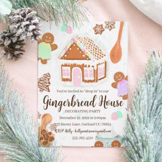 Pastell Rosa Godis Hus Julfest Inbjudan