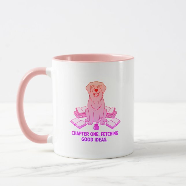 Pastell Rosa Golden Retriever Författare Mysig Dri Mugg (Vänster)