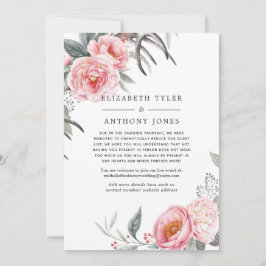 Pastell Rosa & Grå Boho Blommig Reducerad Gästlist Meddelande