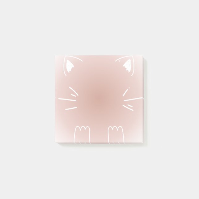 Pastell rosa gradient katt design post-it block (Framsida)