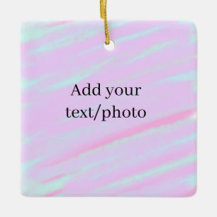 Pastell rosa grön lägg till foto text vattenfärg r julgransprydnad keramik