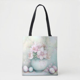 PASTELL ROSA & GRÖN PÅSKKRUKA & BLOMMOR TYGKASSE