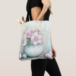 PASTELL ROSA & GRÖN PÅSKKRUKA & BLOMMOR TYGKASSE
