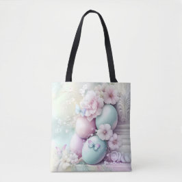 PASTELL ROSA & GRÖNA PÅSKEÄGG & BLOMMOR TYGKASSE