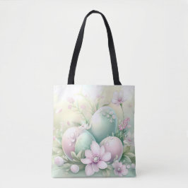 PASTELL ROSA & GRÖNA PÅSKEÄGG & BLOMMOR TYGKASSE