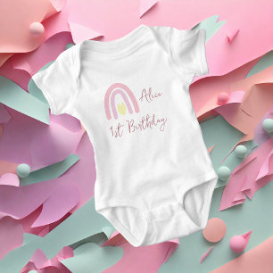 Pastell rosa gul regnbåge Födelsedagsfest T Shirt