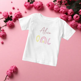 Pastell rosa gul regnbåge Födelsedagsfest T Shirt