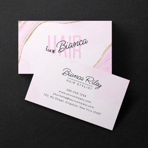 Pastell Rosa Guld Glitter Agat Frisör Salong Visitkort