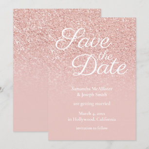 Pastell Rosa Guld Rouge Ombre Glitter Spara Datum Inbjudningar