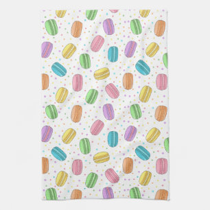 Pastell Rosa Gult Grönt Blått Franska Macarons Kökshandduk