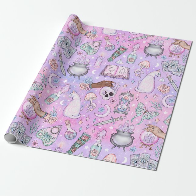 Pastell Rosa Halloween  Presentpapper (Utrullad)