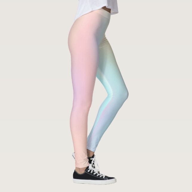 Pastell Rosa Havsgrön Ombre Gradient Leggings (Höger)