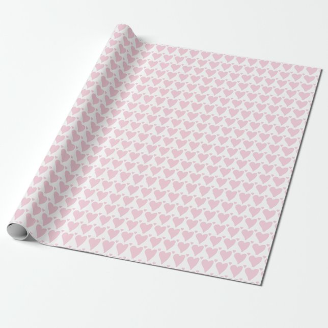 Pastell Rosa Hjärtan Presentpapper (Utrullad)