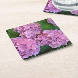 Pastell rosa Hortensia hydrangea blommor  Underlägg Papper Kvadrat