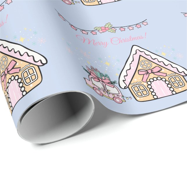 Pastell Rosa Jul Presentpapper (Rullad Hörn)