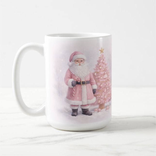 Pastell Rosa Jul Tomte  Kaffemugg (Vänster)