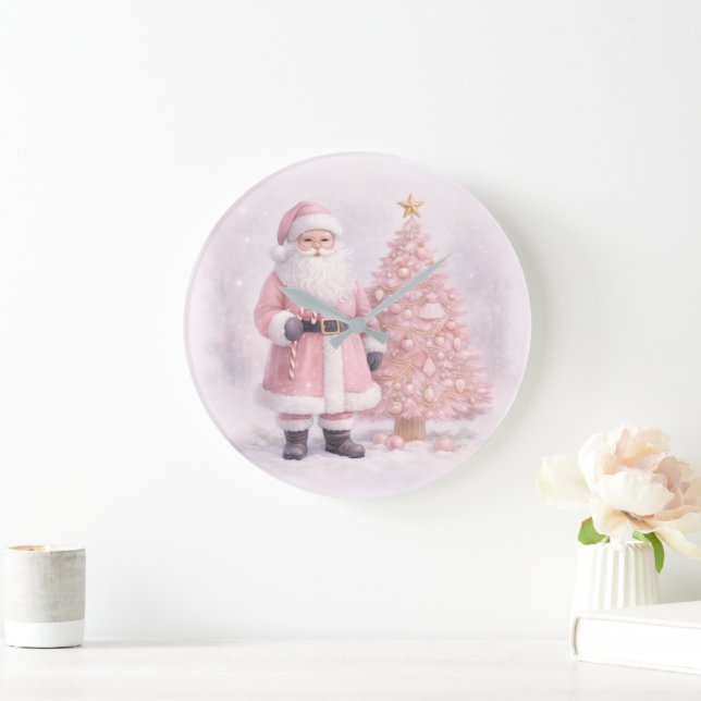Pastell Rosa Jul Tomte  Stor Klocka (Hem)