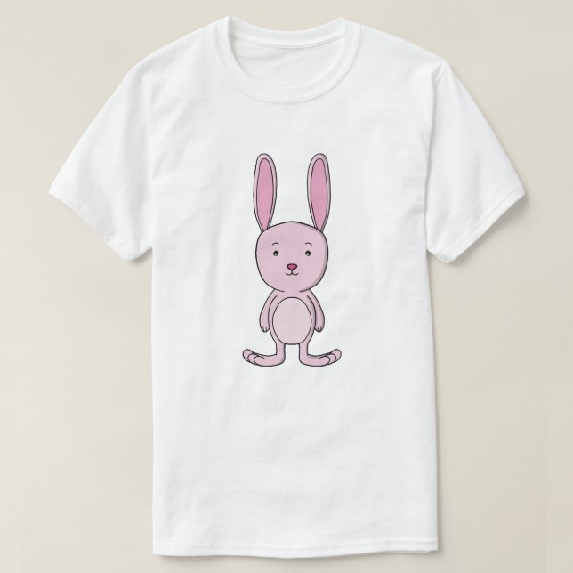 Pastell Rosa Kanin Tecknad Karaktär T Shirt (Design framsida)