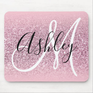 Pastell Rosa Kant Ombre Glitter Monogram Musmatta