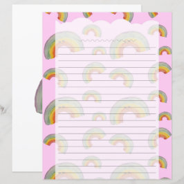 Pastell Rosa Kawaii Regnbåge Pappersvaror Papper