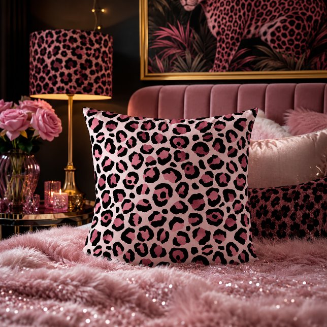 Pastell Rosa Leopardtryck Djurmönster Kudde (Skapare uppladdad)