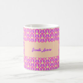 Pastell Rosa Lila Geometrisk Pixelblocksmönster Kaffemugg