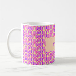 Pastell Rosa Lila Geometrisk Pixelblocksmönster Kaffemugg